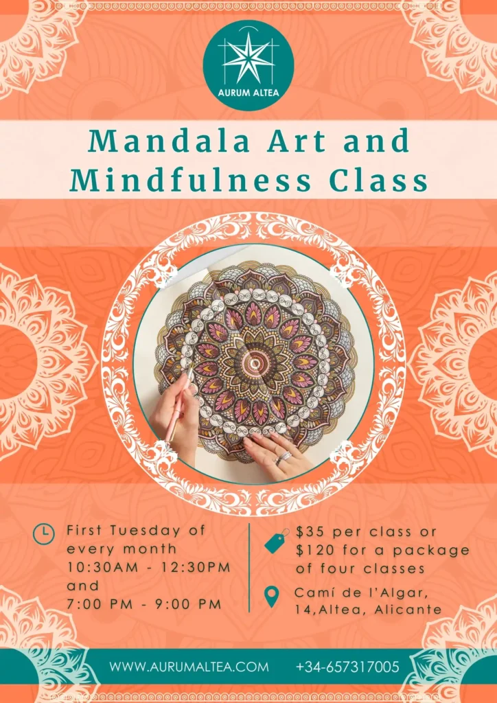 Poster of Mandala Art and Mindfulness Class at Aurum Altea Studio, Altea, Alicante