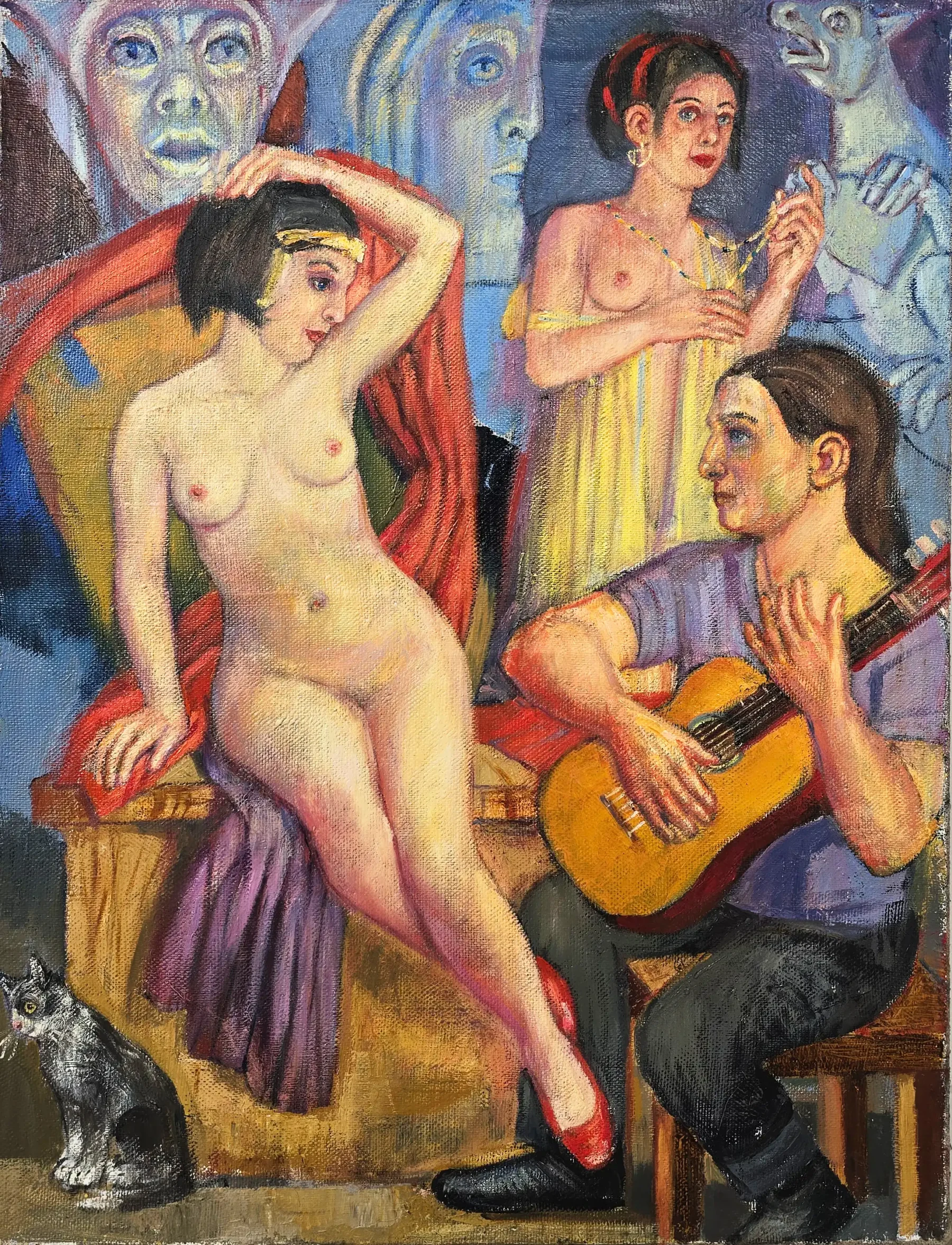 La Música, Oil on Canvas, Original Painting