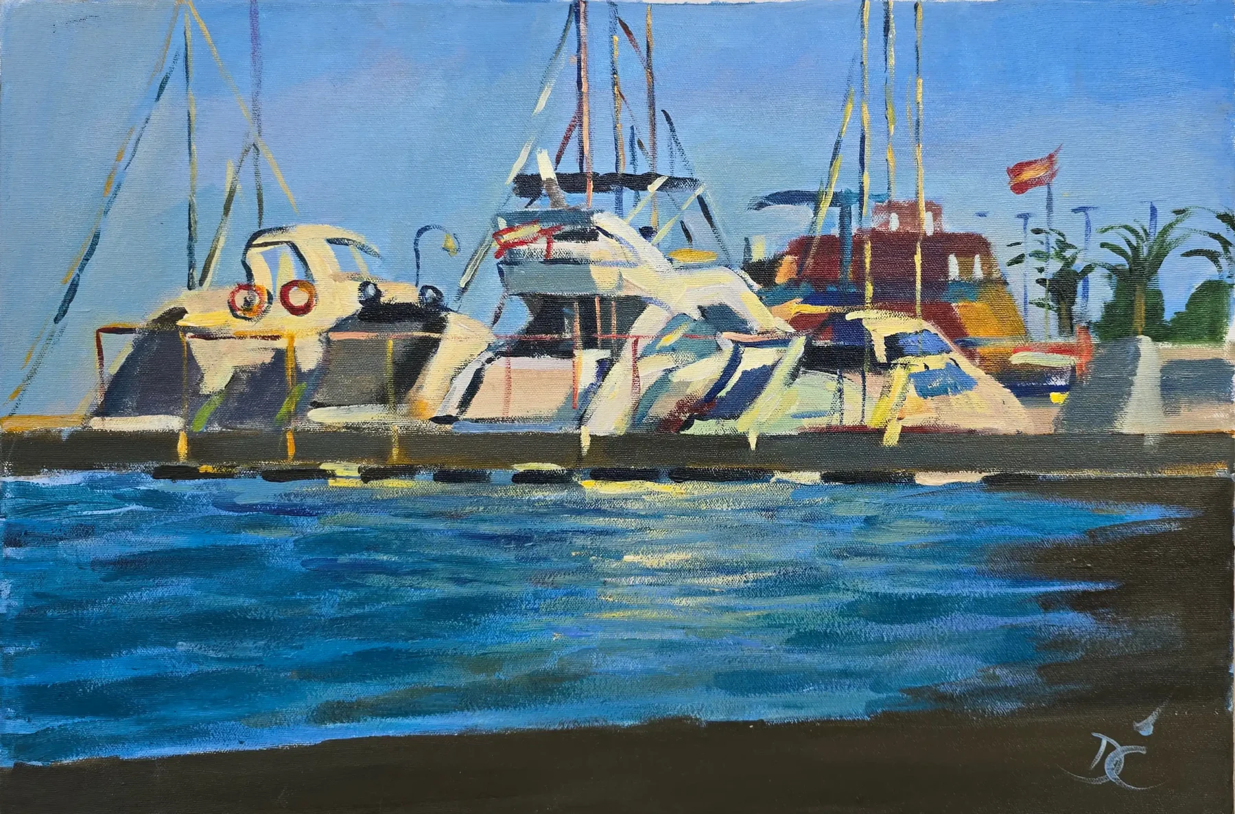 Los Barcos, Acrylic on Canvas, Original Painting