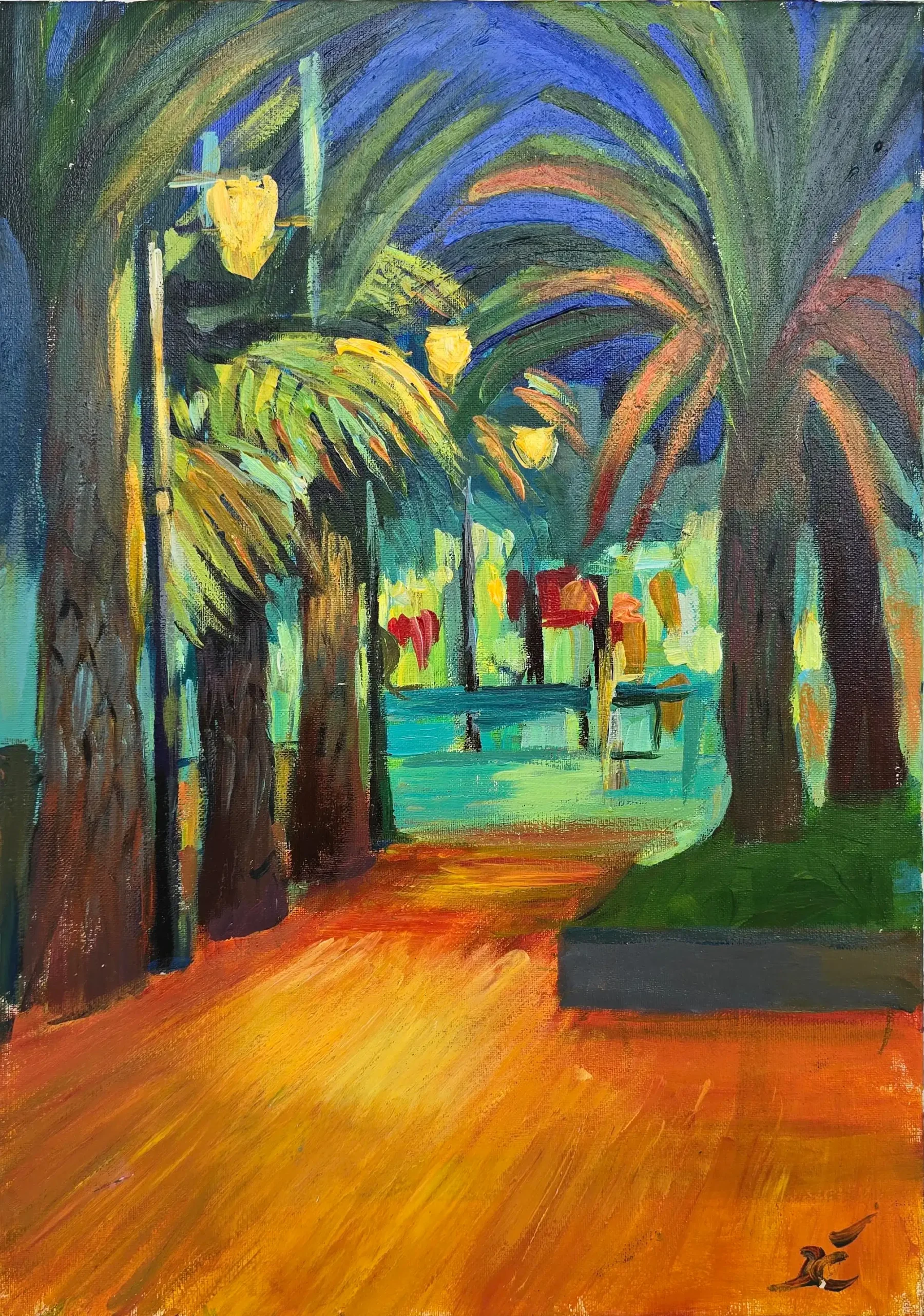 La Vista Nocturna, Acrylic on Canvas, Original Painting