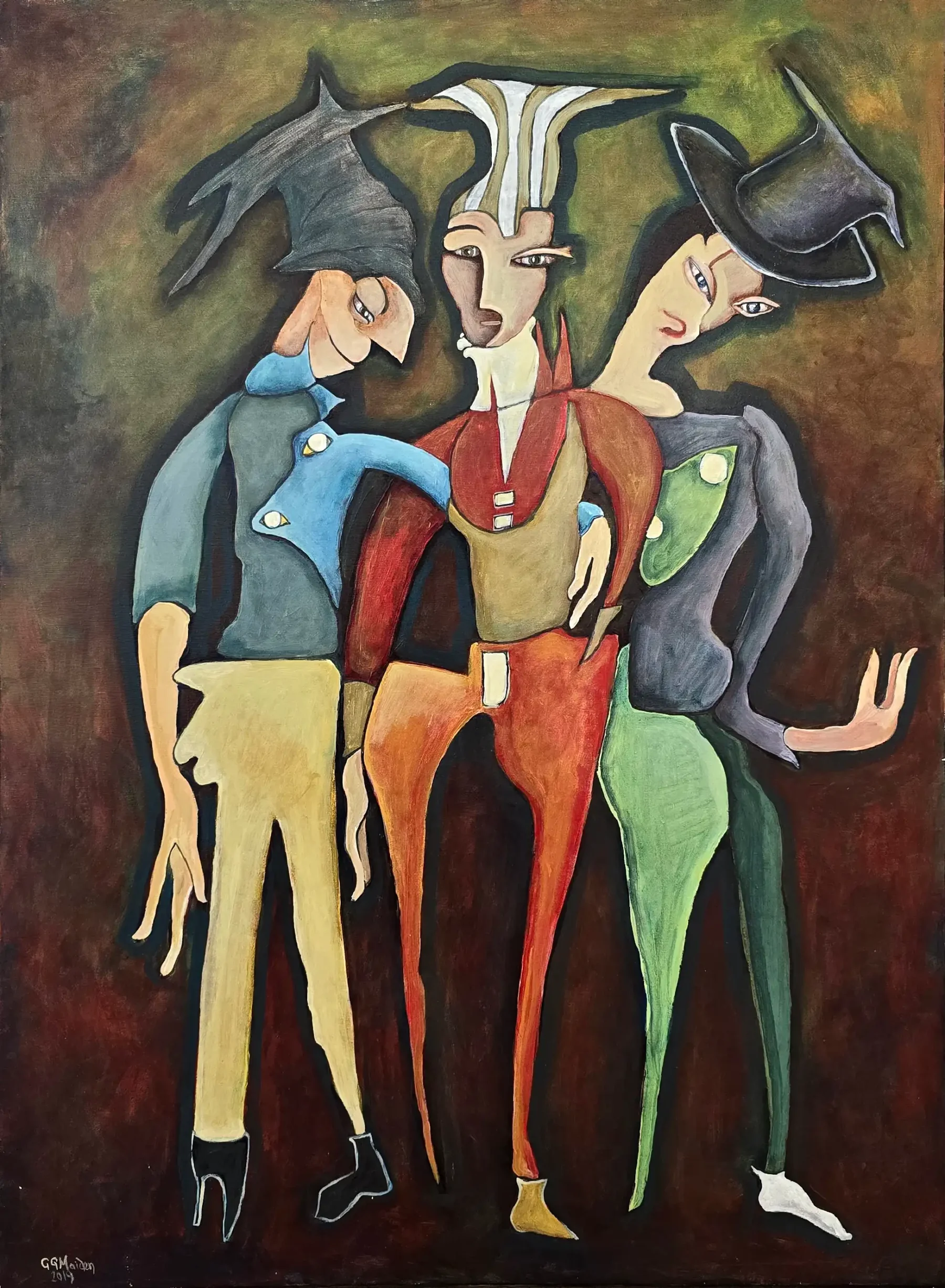 Guys With Hats - Original Acrylic Painting