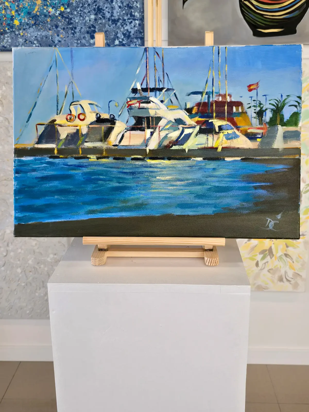 Los Barcos, Acrylic on Canvas, Original Painting - Image 2